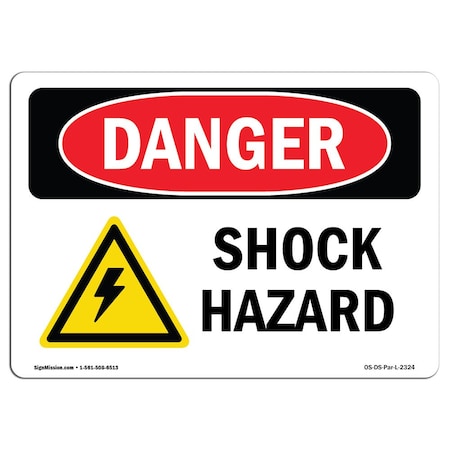 Signmission Safety Sign, OSHA Danger, 3.5" Height, 5" Width, Shock Hazard, Landscape OS-DS-D-35-L-2324
